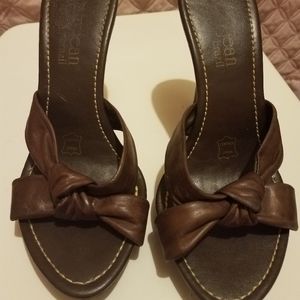 Slip on heeled sandals
